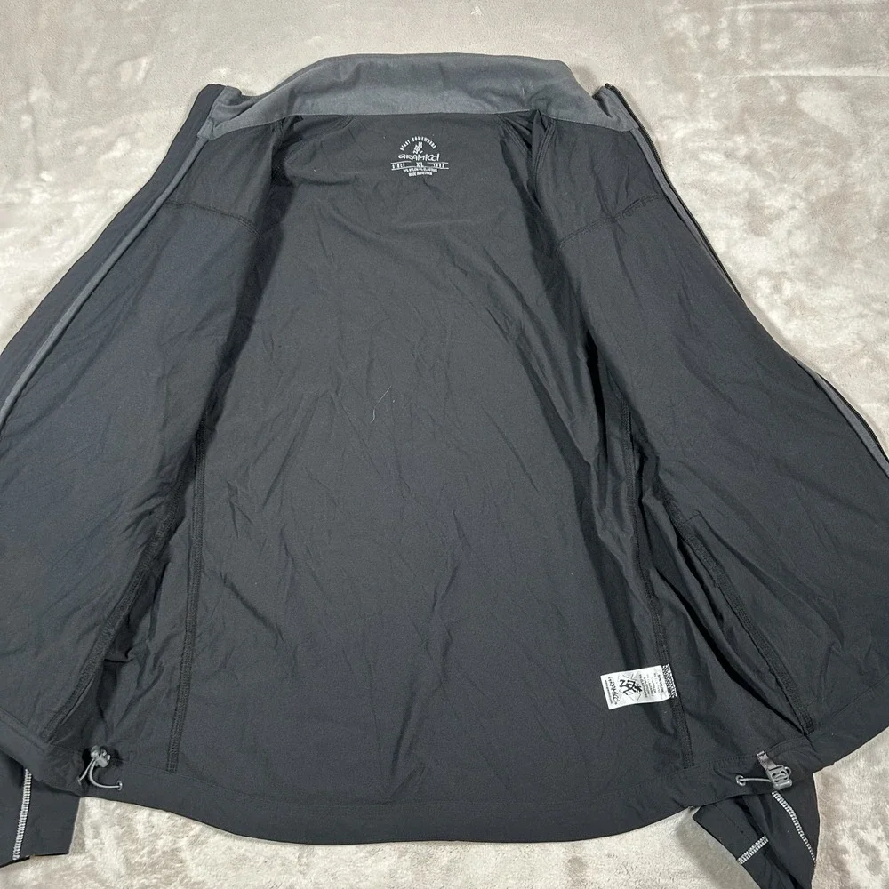 Gramicci Tech Jacket Men XL Black Soft Shell Performance Full Zip Pockets Stretc